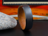 The Dominus | Gray Tungsten Wedding Band with Tennessee Whiskey Barrel Wood Inner Sleeve